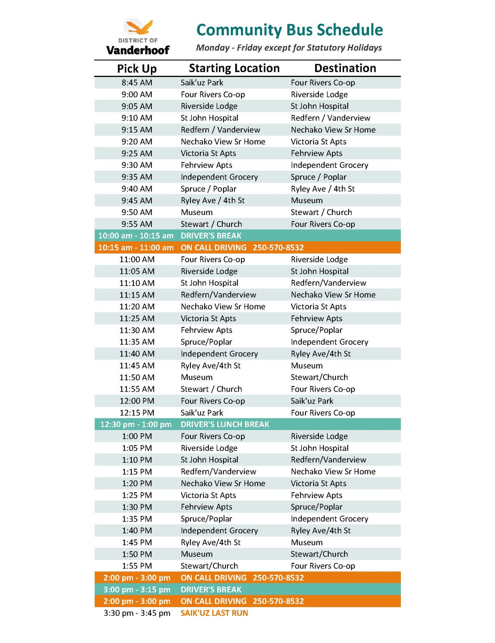 Community Bus : Vanderhoof